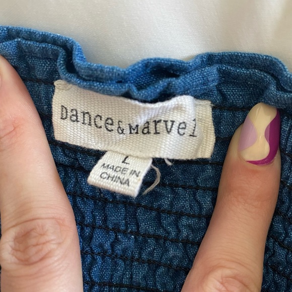 Dance & Marvel Blue Off The Shoulder Top - Picture 5 of 5